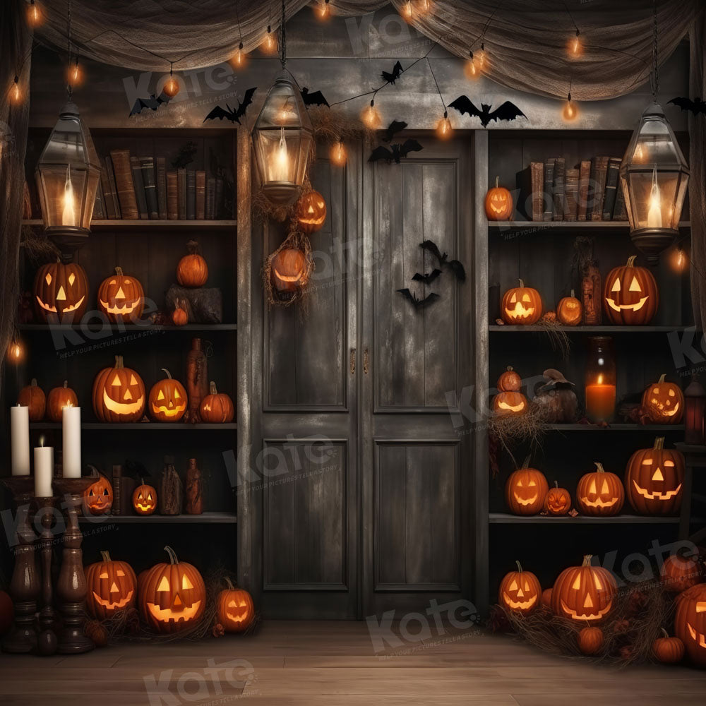 Kate Halloween Citrouille Étagère à livres Toile de fond Conçu par Chain Photographie - Kate Backdrop FR