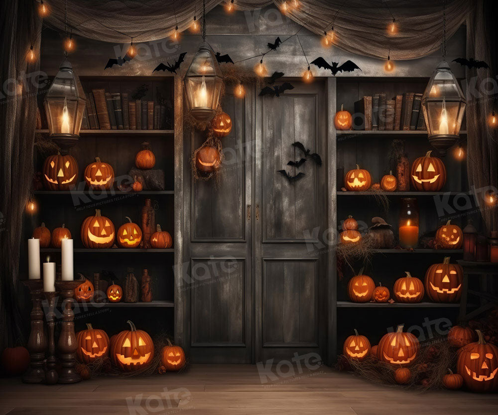 Kate Halloween Citrouille Étagère à livres Toile de fond Conçu par Chain Photographie - Kate Backdrop FR