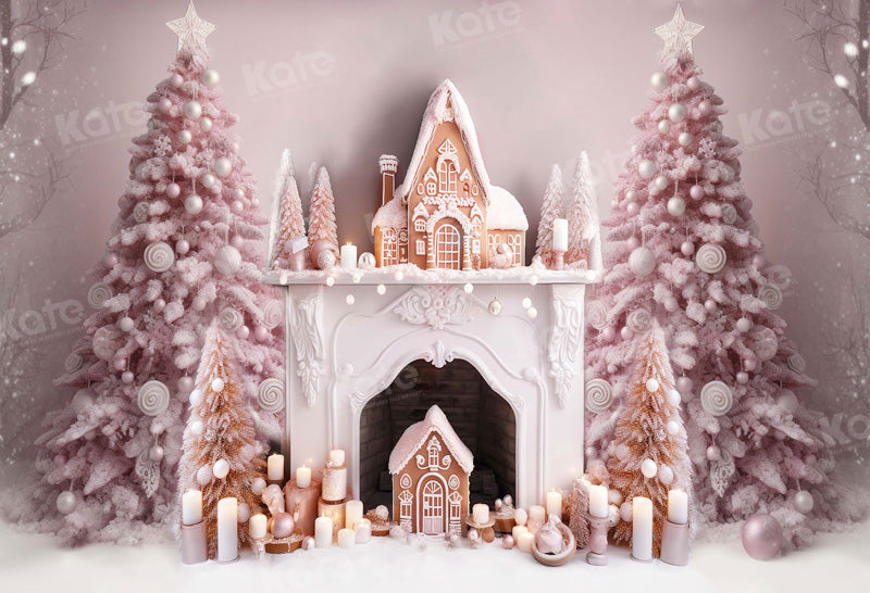 Kate Rose Sapin de Noël Cheminée Toile de fond pour la photographie - Kate Backdrop FR