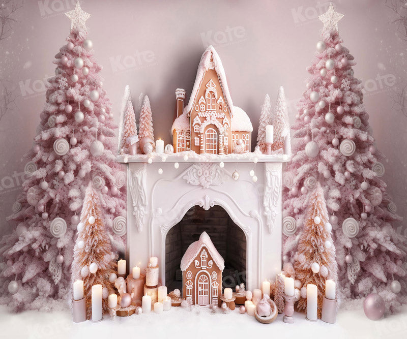 Kate Rose Sapin de Noël Cheminée Toile de fond pour la photographie - Kate Backdrop FR