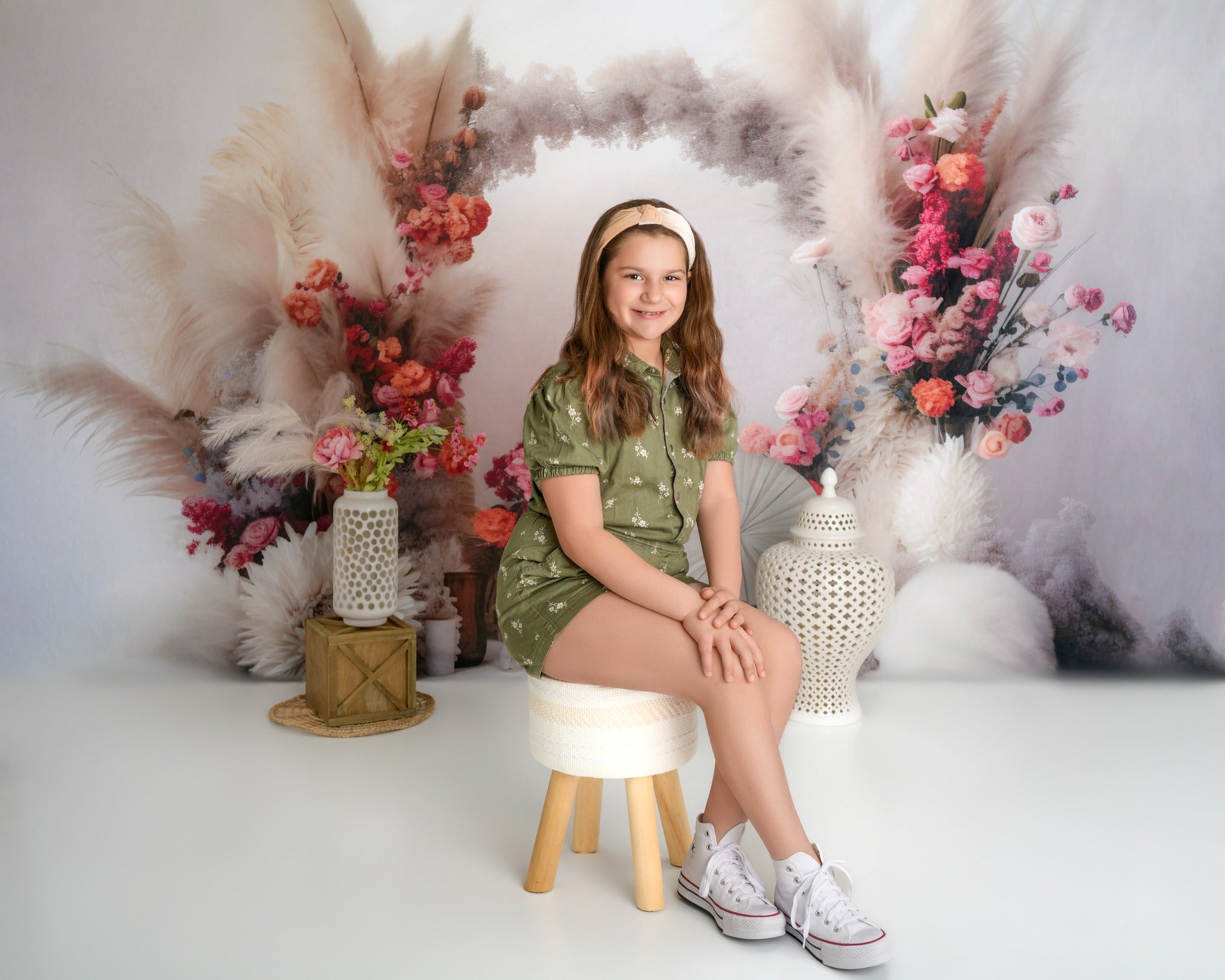 Kate Bohème Arche florale Blanc Mur Toile de fond pour la photographie - Kate Backdrop FR