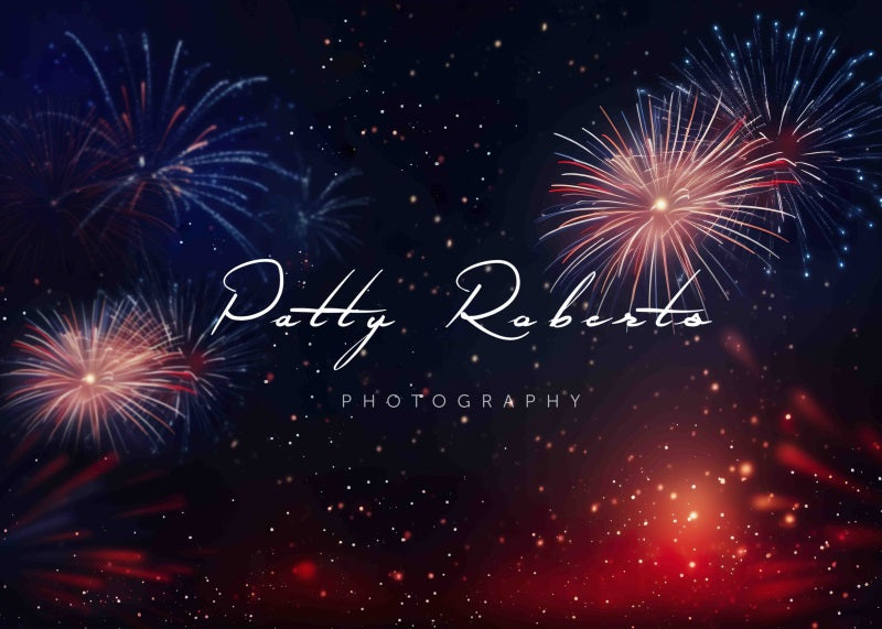 Kate 4 juillet Feux d'artifice Nuit Toile de fond Conçu par Patty Robert - Kate Backdrop FR