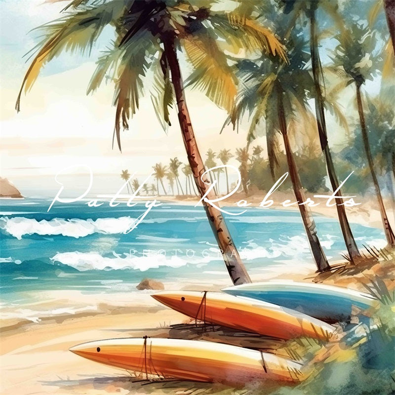 Kate Surf Été Mer Plage Toile de fond Conçu par Patty Robert - Kate Backdrop FR