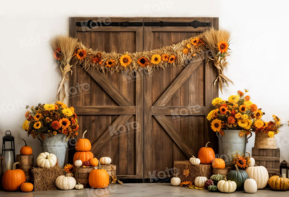 Kate Automne Citrouille Grange Porte Toile de fond Conçu par Chain Photographie - Kate Backdrop FR