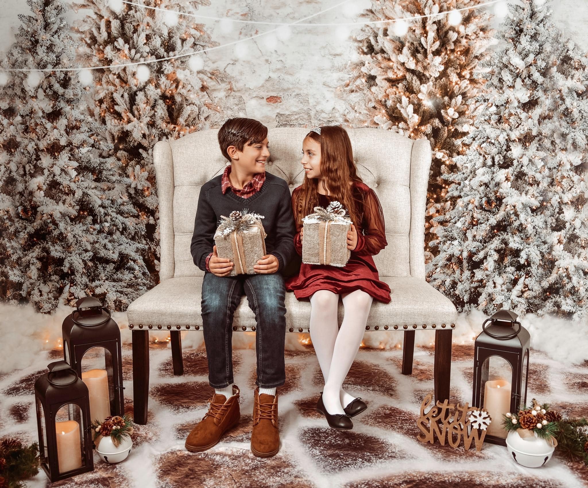 Kate Sapin de Noël Mur de briques Blanc Toile de fond pour la photographie - Kate Backdrop FR