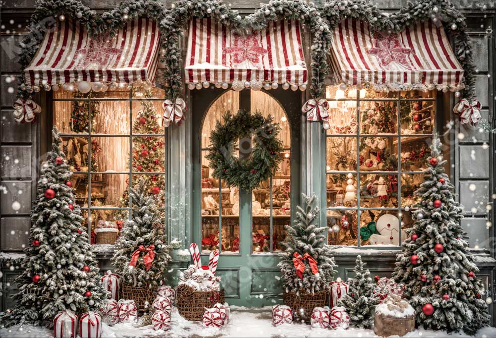 Kate Sapin de Noël Boutique Neige Toile de fond pour la photographie - Kate Backdrop FR