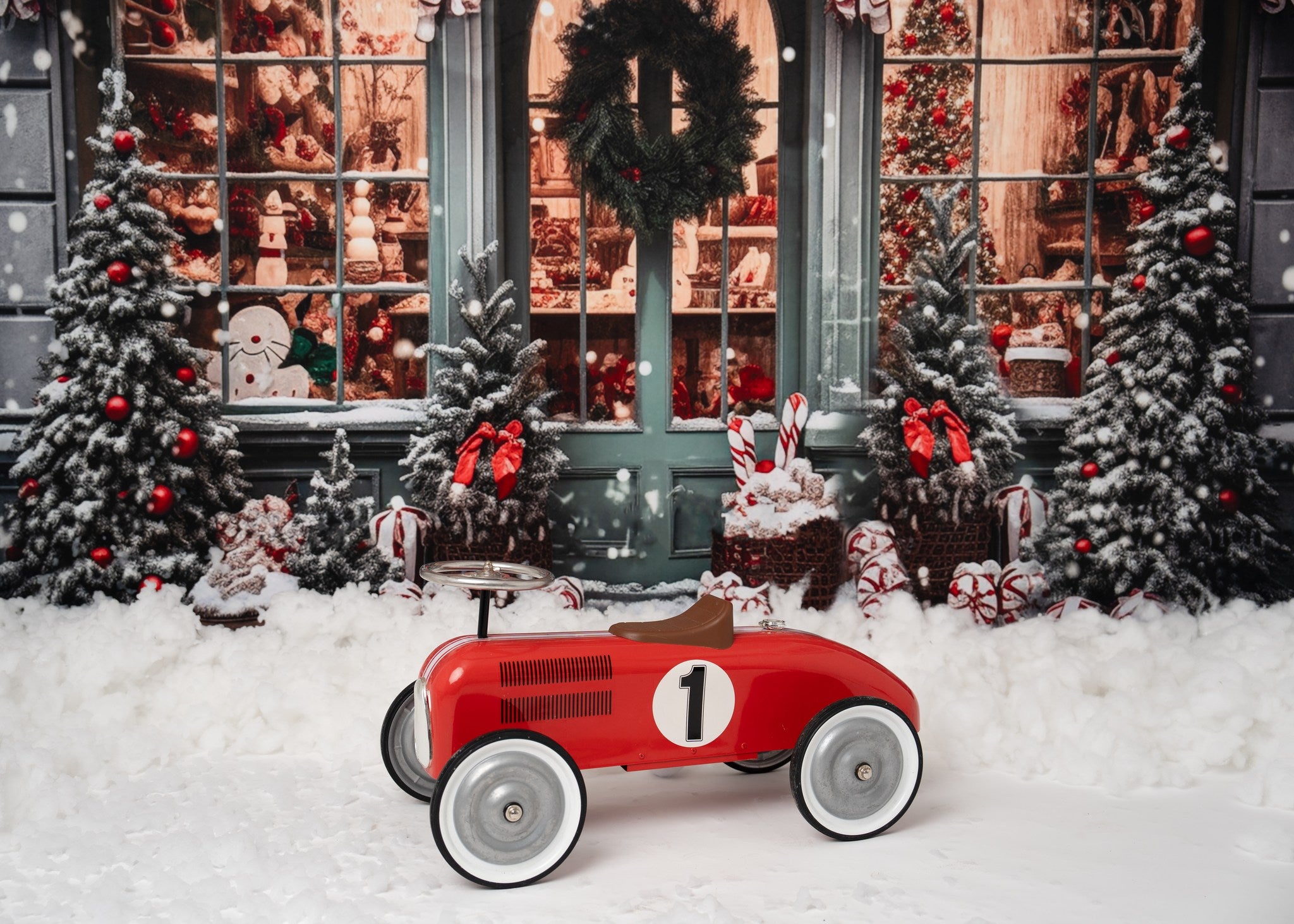 Kate Sapin de Noël Boutique Neige Toile de fond pour la photographie - Kate Backdrop FR