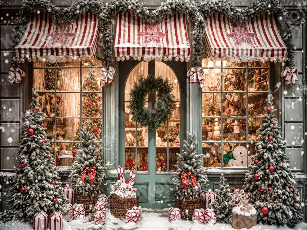 Kate Sapin de Noël Boutique Neige Toile de fond pour la photographie - Kate Backdrop FR