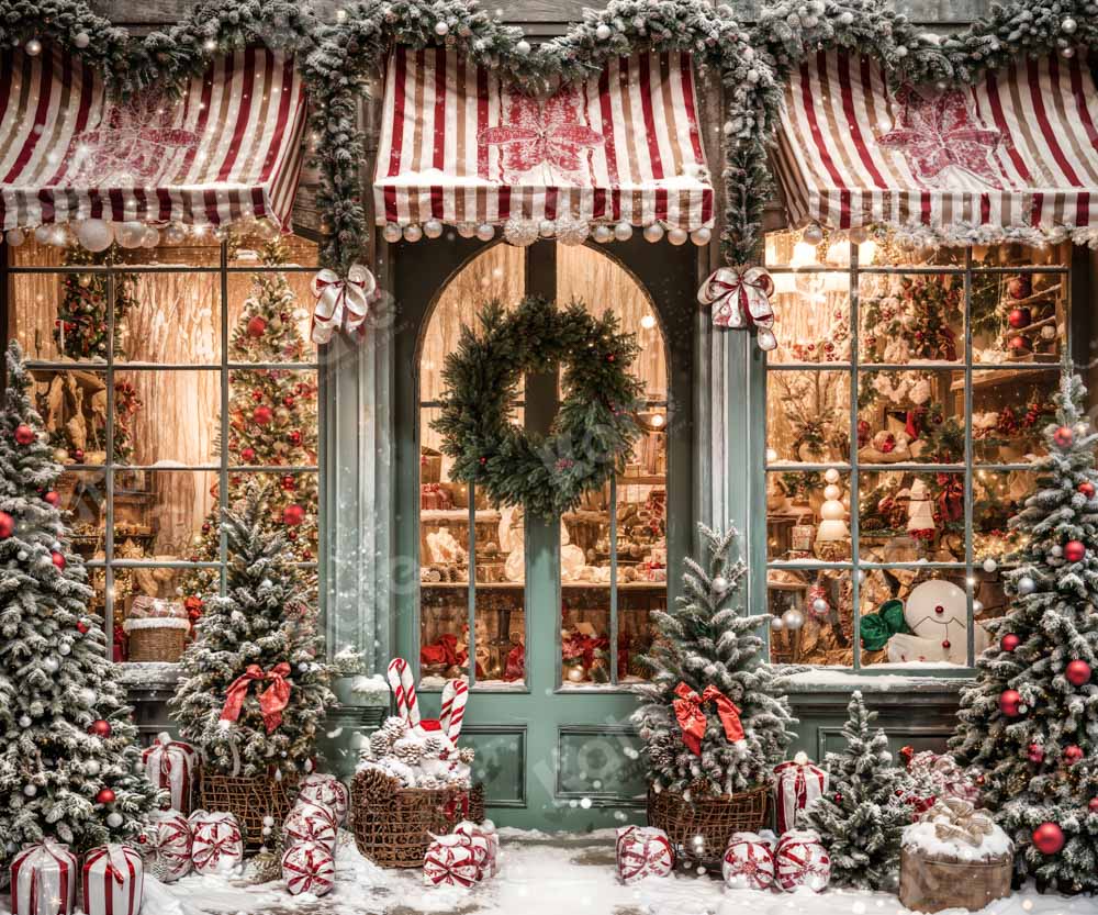 Kate Sapin de Noël Boutique Neige Toile de fond pour la photographie - Kate Backdrop FR