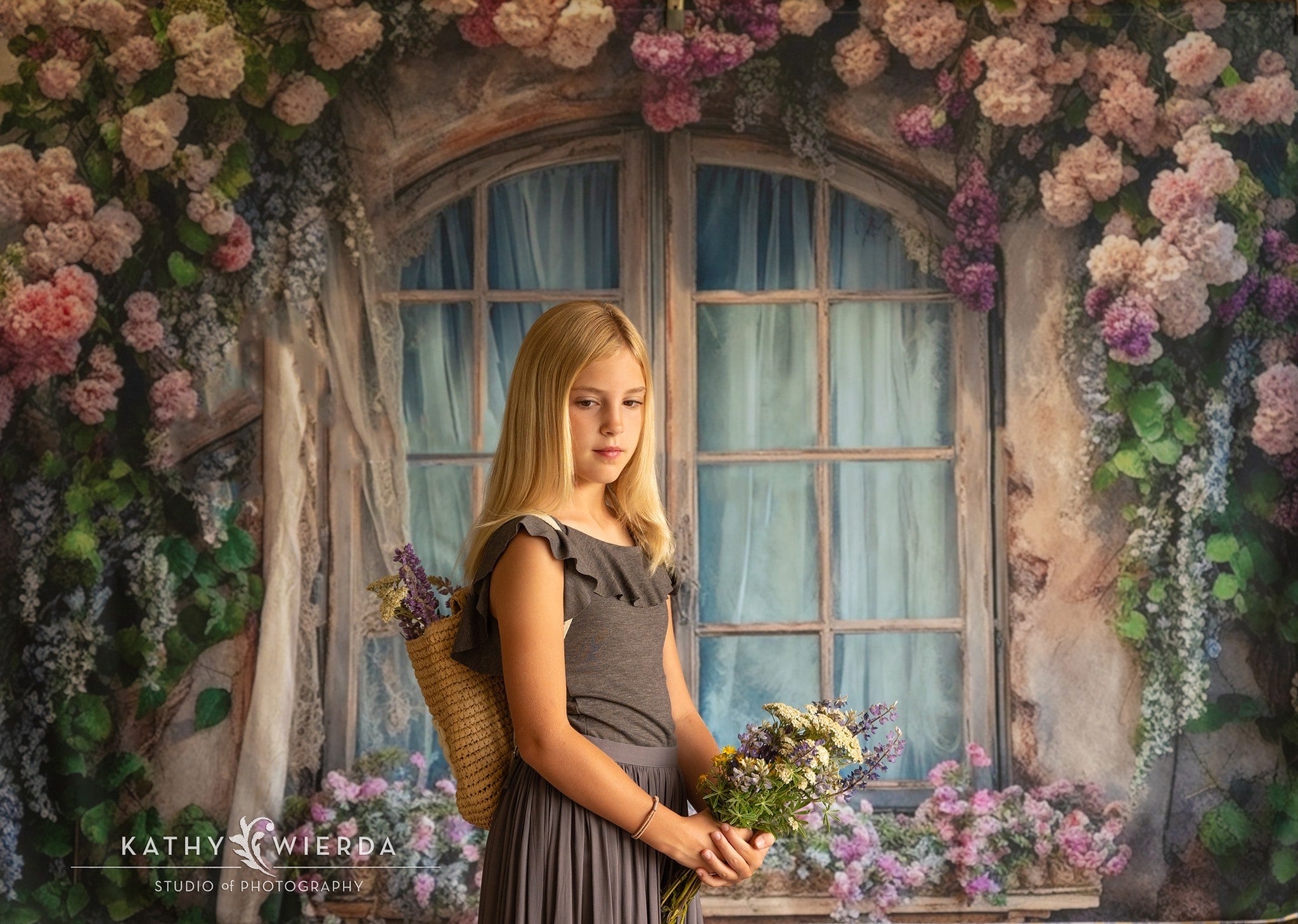 Kate Fleurs Fenêtre Extérieur Toile de fond pour la photographie - Kate Backdrop FR