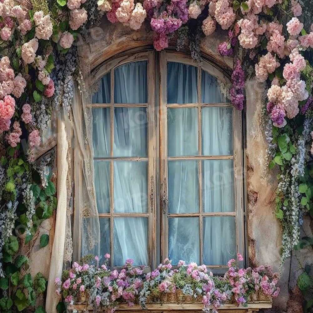 Kate Fleurs Fenêtre Extérieur Toile de fond pour la photographie - Kate Backdrop FR