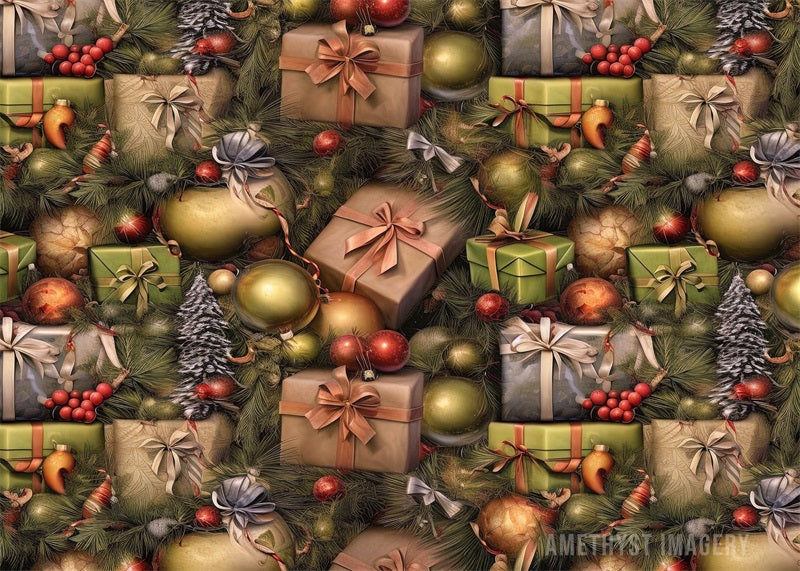 Kate Paquets Noël Cadeaux Toile de fond conçu par Angela Marie Photographie - Kate Backdrop FR