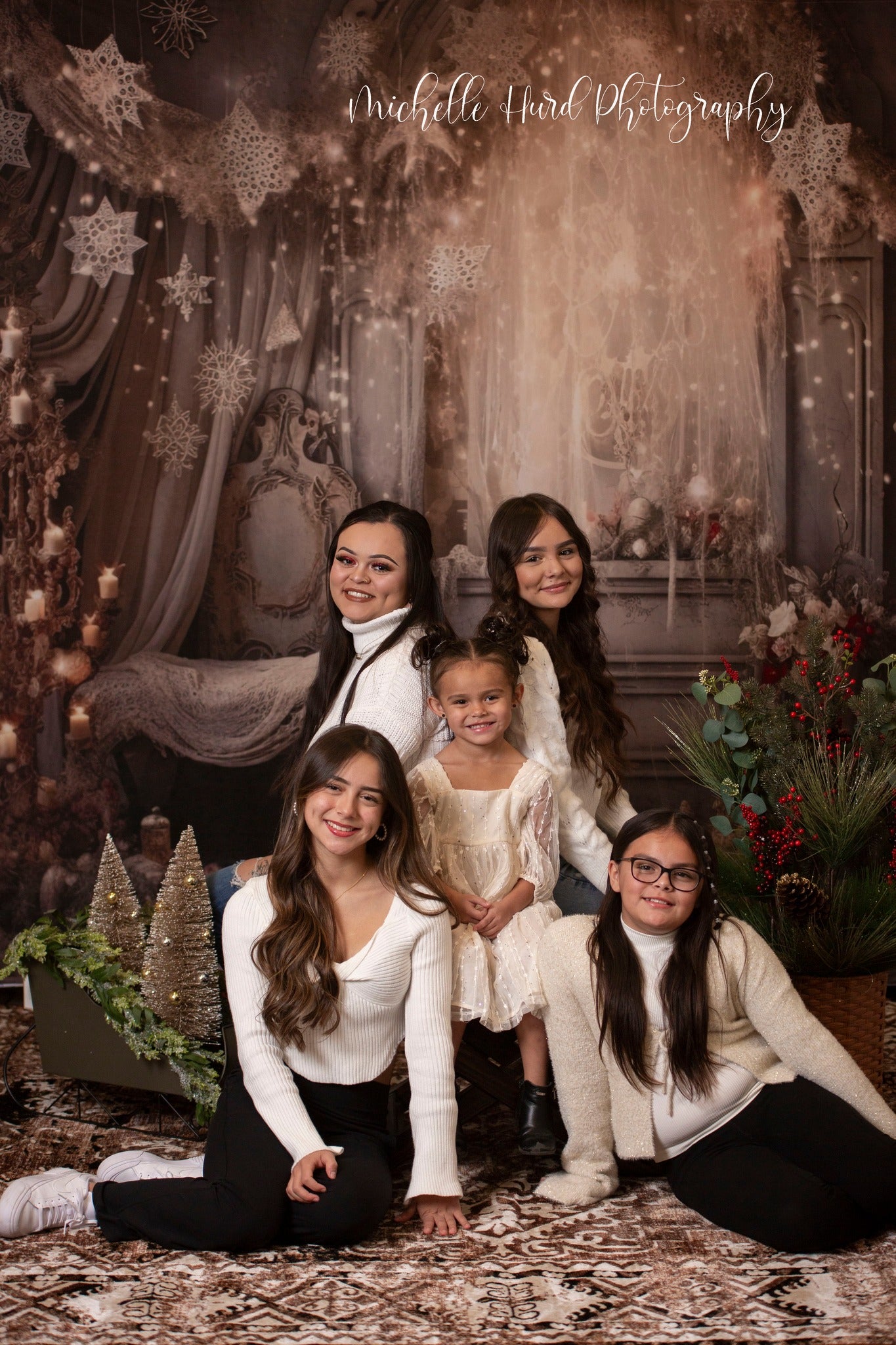 Kate Vintage Floral Neige Chambre Toile de fond conçu par Angela Marie Photographie - Kate Backdrop FR