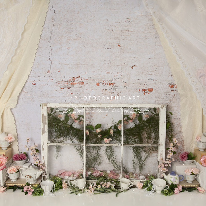 Kate Dentelle Vintage Mur de briques Toile de fond conçue par Jenna Onyia - Kate Backdrop FR