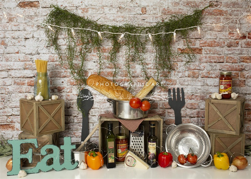 Kate Nourriture Italienne Eat Toile de fond conçue par Jenna Onyia - Kate Backdrop FR