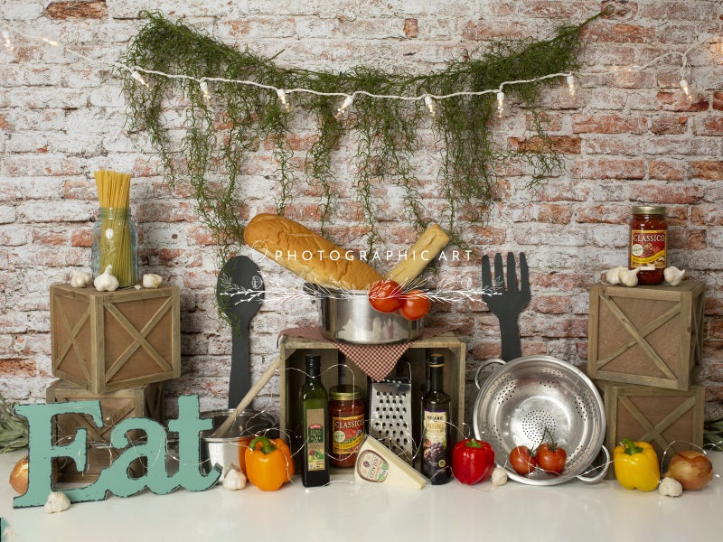 Kate Nourriture Italienne Eat Toile de fond conçue par Jenna Onyia - Kate Backdrop FR