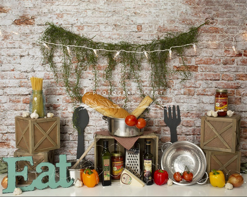 Kate Nourriture Italienne Eat Toile de fond conçue par Jenna Onyia - Kate Backdrop FR