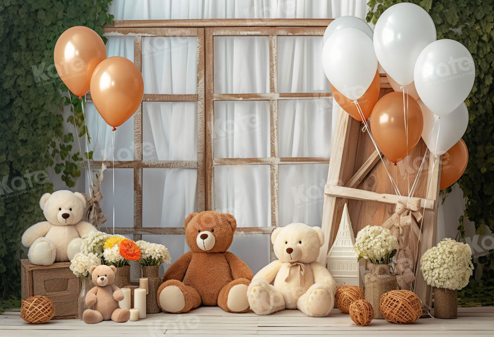 Kate Ours en peluche Ballons Fenêtre Toile de fond Conçu par Chain Photographie - Kate Backdrop FR