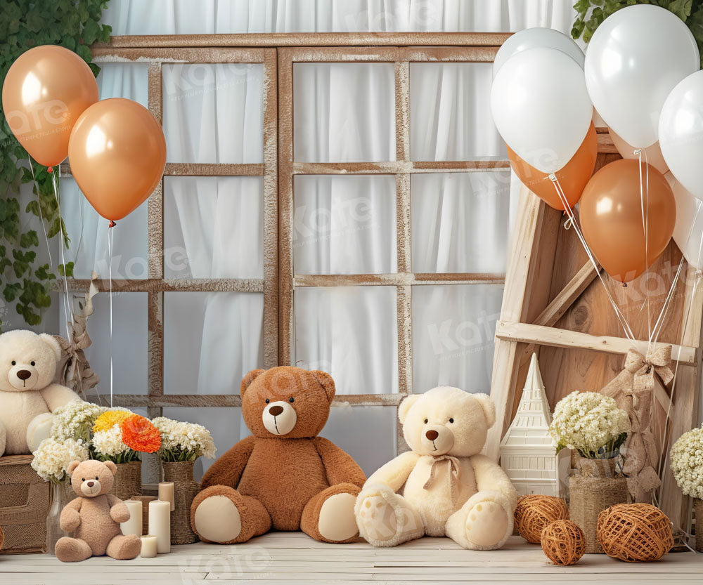 Kate Ours en peluche Ballons Fenêtre Toile de fond Conçu par Chain Photographie - Kate Backdrop FR