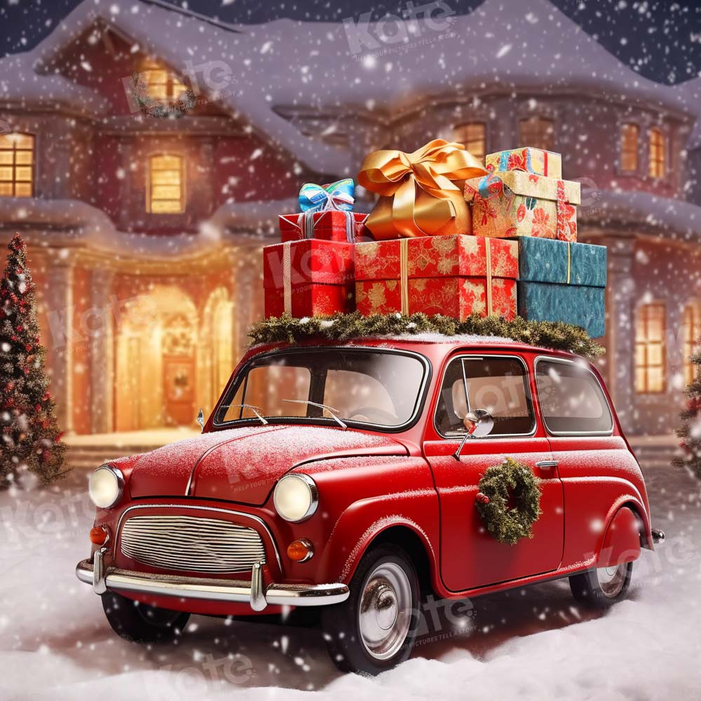 Kate Voiture Rouge Noël Cadeaux Toile de fond Conçu par Chain Photographie - Kate Backdrop FR