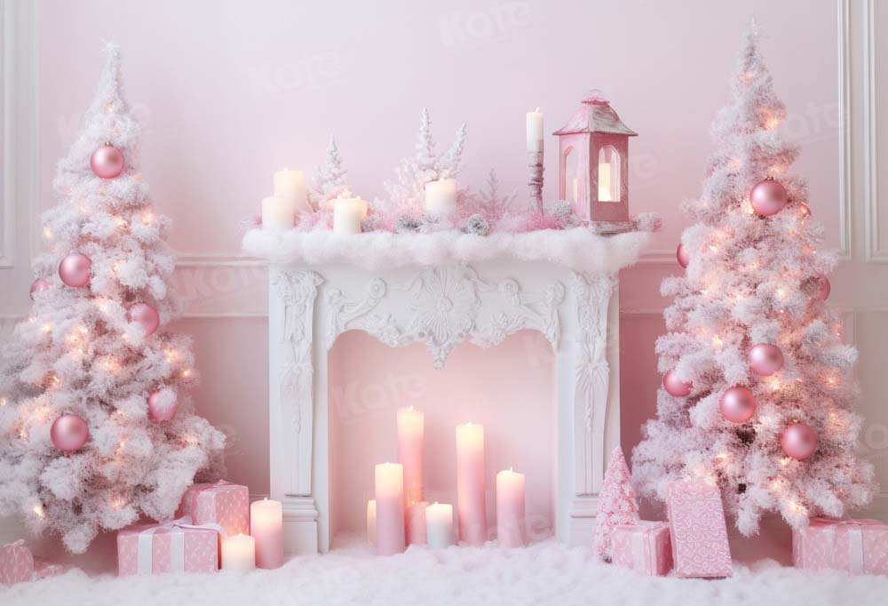 Kate Sapin de Noël Cheminée Rose Toile de fond Conçu par Chain Photographie - Kate Backdrop FR