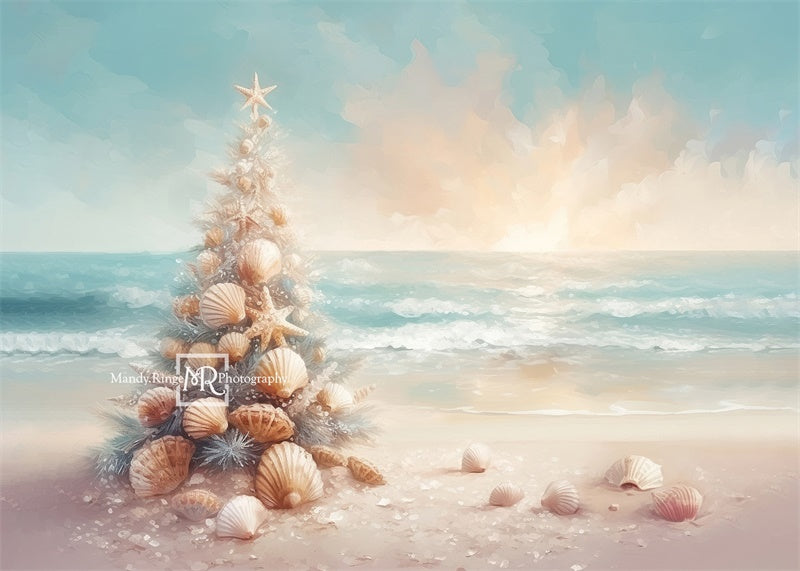 Kate Noël Plage Mer Rose Bleu Toile de fond conçue par Mandy Ringe - Kate Backdrop FR