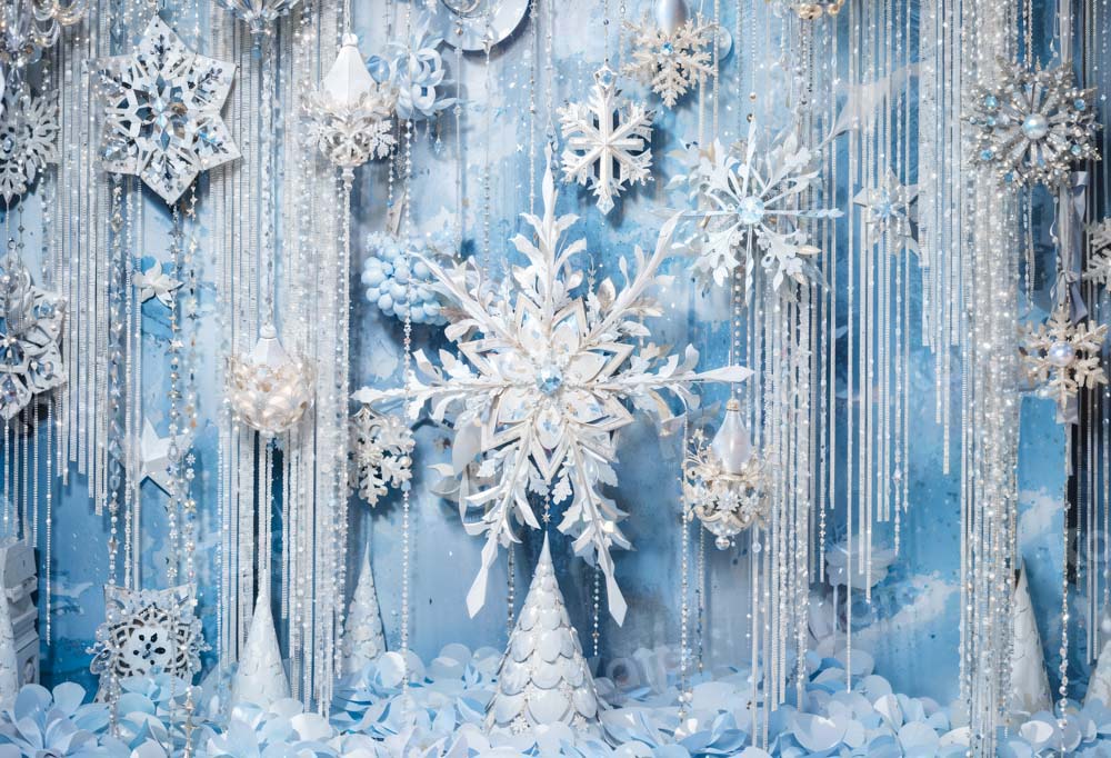 Kate Hiver Neige Blanc Bleu Toile de fond Conçu par Chain Photographie - Kate Backdrop FR