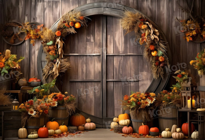 Kate Automne Citrouille Porte Grange Toile de fond pour la photographie - Kate Backdrop FR