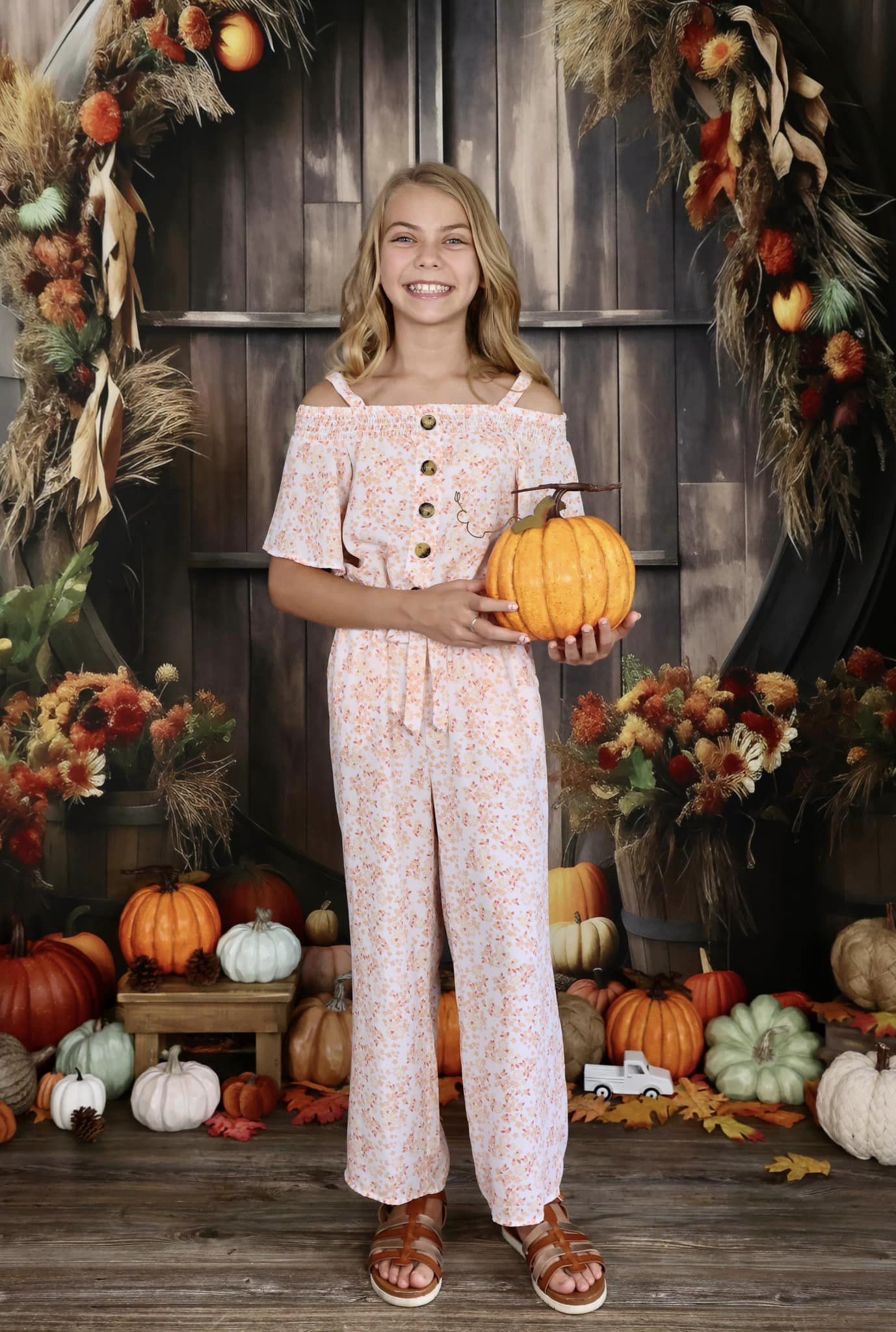 Kate Automne Citrouille Porte Grange Toile de fond pour la photographie - Kate Backdrop FR