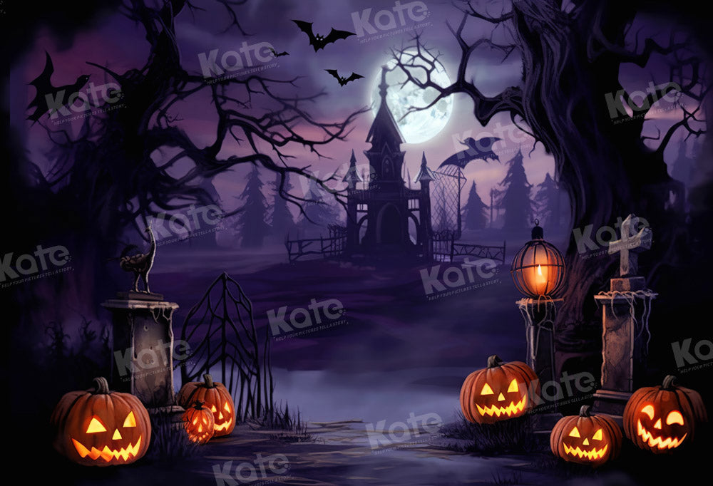 Kate Halloween Citrouilles Nuit Château Toile de fond Conçu par Chain Photographie - Kate Backdrop FR