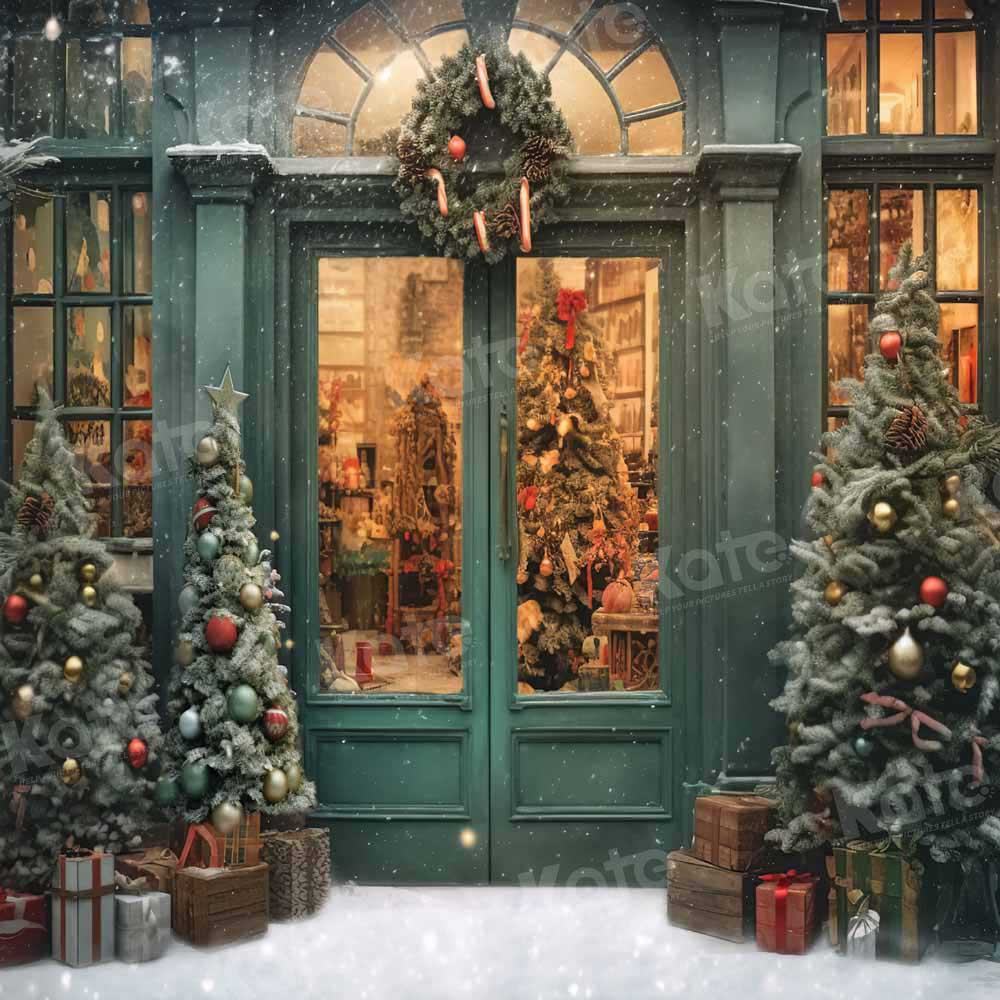 Kate Sapin de Noël Neige Boutique Vert Toile de fond conçue par Emetselch - Kate Backdrop FR