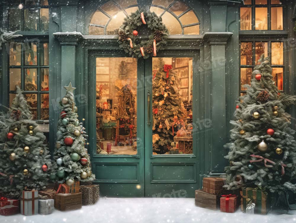 Kate Sapin de Noël Neige Boutique Vert Toile de fond conçue par Emetselch - Kate Backdrop FR