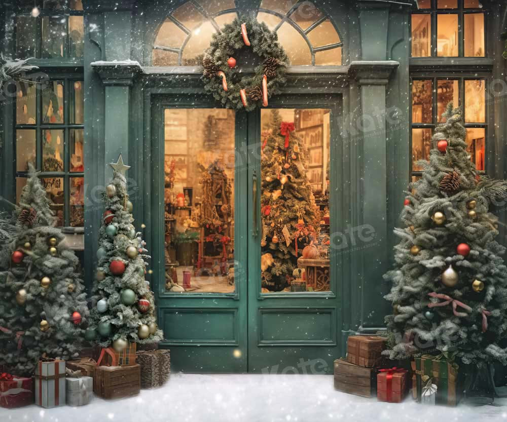 Kate Sapin de Noël Neige Boutique Vert Toile de fond conçue par Emetselch - Kate Backdrop FR