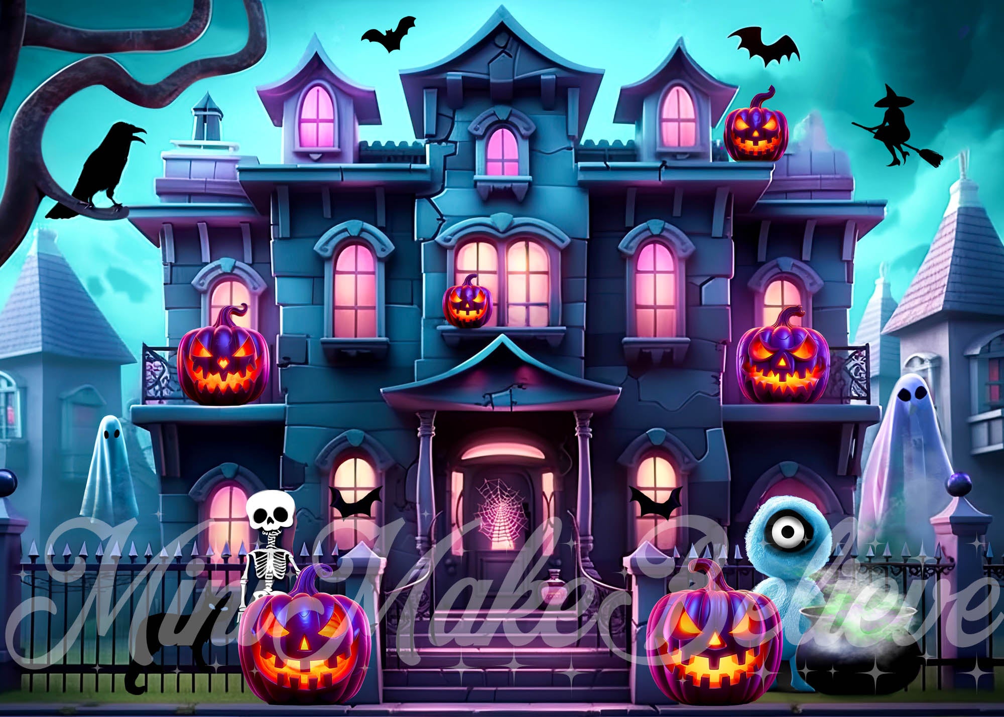 Kate Halloween Château Fantôme Toile de fond conçue par Mini MakeBelieve - Kate Backdrop FR