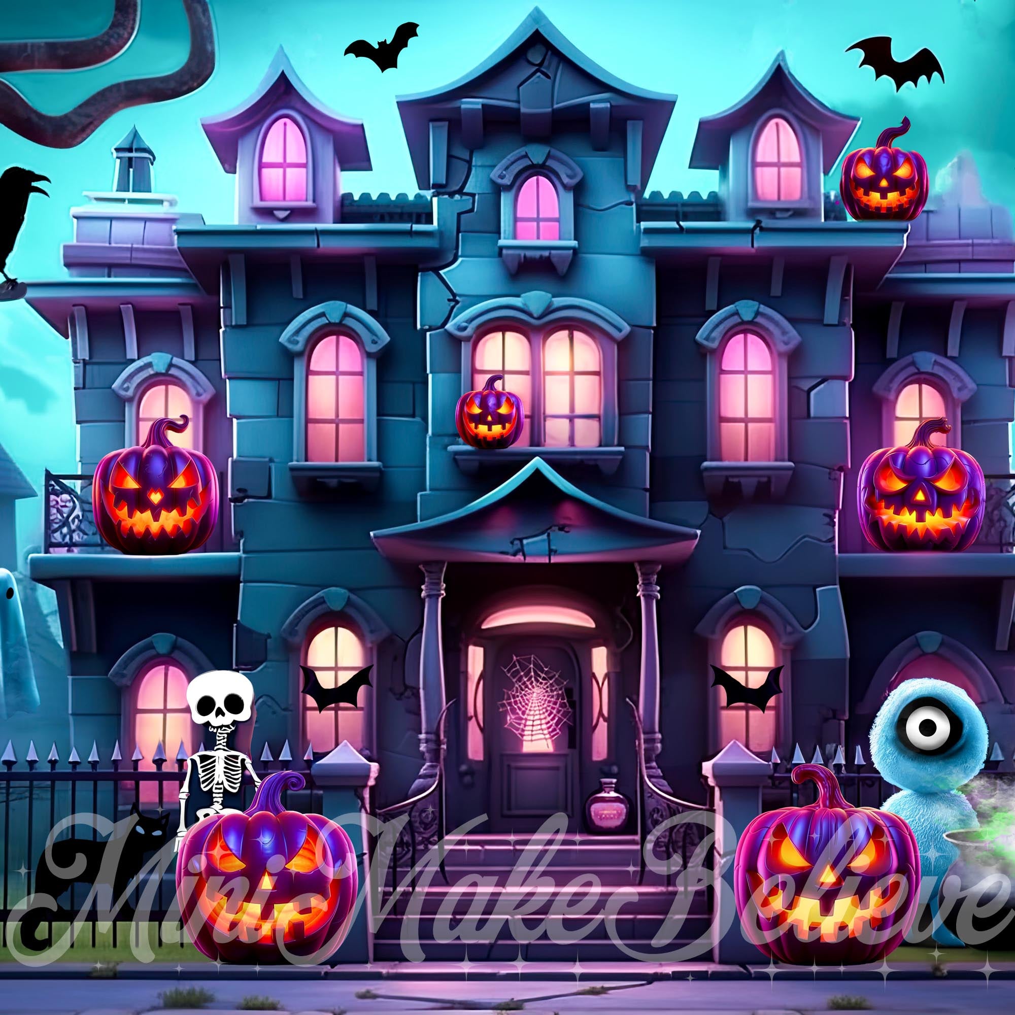 Kate Halloween Château Fantôme Toile de fond conçue par Mini MakeBelieve - Kate Backdrop FR