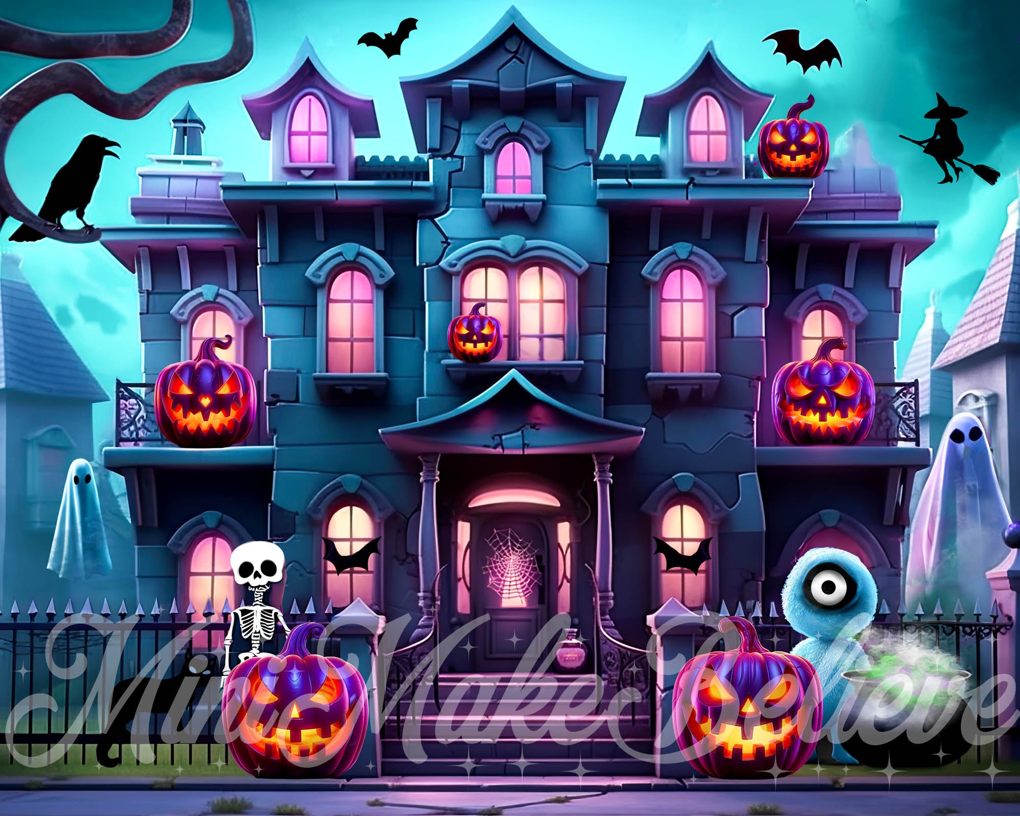Kate Halloween Château Fantôme Toile de fond conçue par Mini MakeBelieve - Kate Backdrop FR