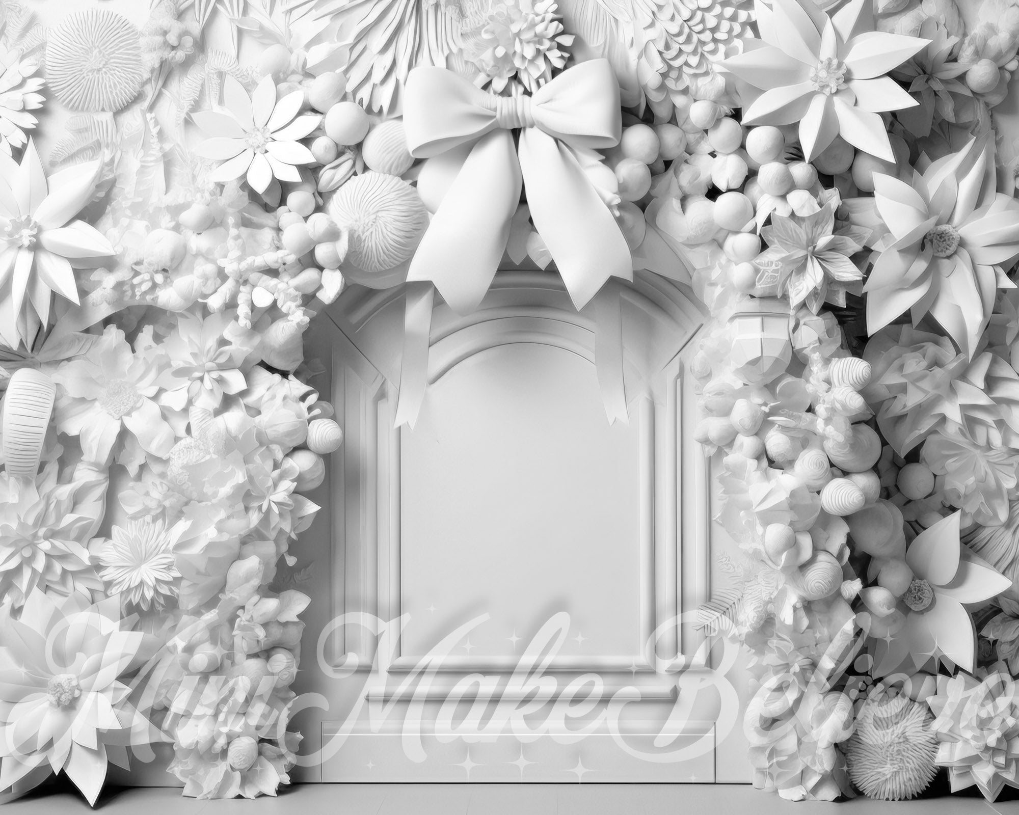 Kate Blanc Floral Mur Poinsettias Noël Toile de fond conçue par Mini MakeBelieve - Kate Backdrop FR