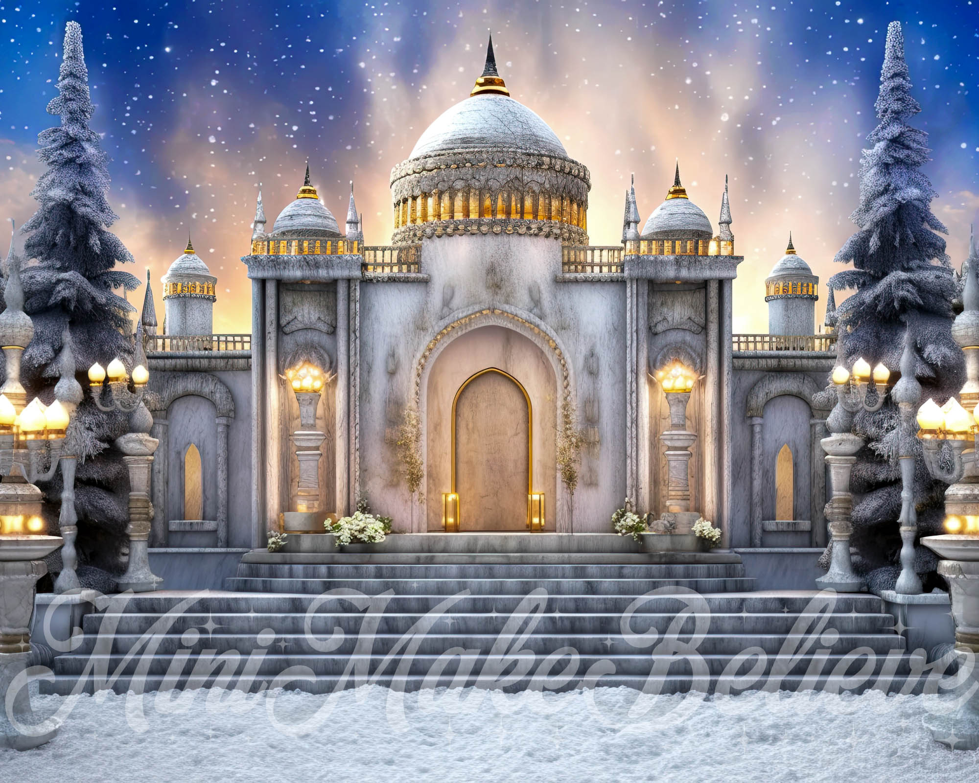 Kate Hiver Immeuble Neige Toile de fond conçue par Mini MakeBelieve - Kate Backdrop FR