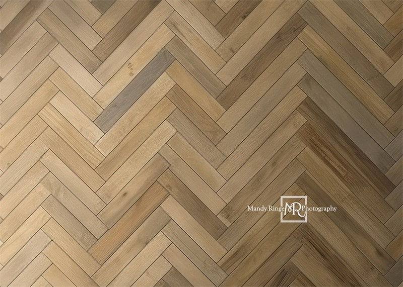 Kate Brun clair Plancher à chevrons Toile de fond conçue par Mandy Ringe - Kate Backdrop FR
