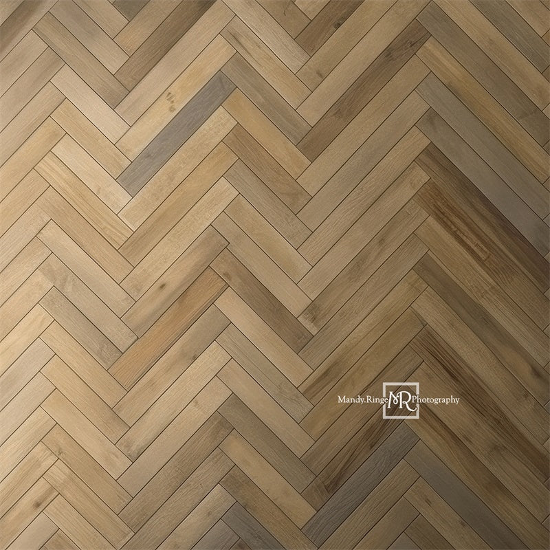 Kate Brun clair Plancher à chevrons Toile de fond conçue par Mandy Ringe - Kate Backdrop FR