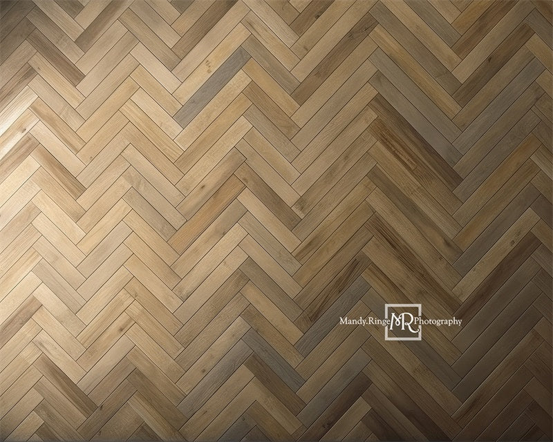 Kate Brun clair Plancher à chevrons Toile de fond conçue par Mandy Ringe - Kate Backdrop FR