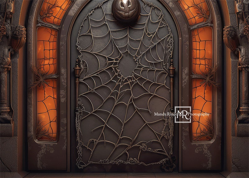 Kate Sinistre Porte Noir Halloween Toile de fond conçue par Mandy Ringe - Kate Backdrop FR