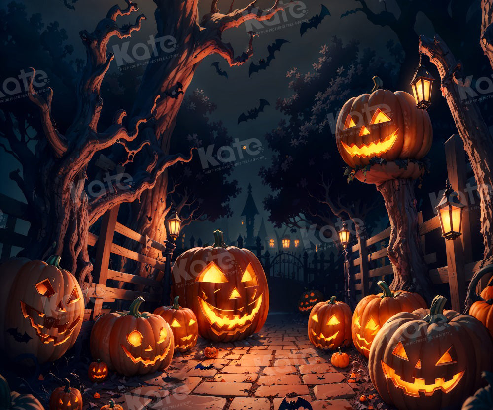 Kate Halloween Sinistre Citrouille Nuit Toile de fond pour la photographie - Kate Backdrop FR