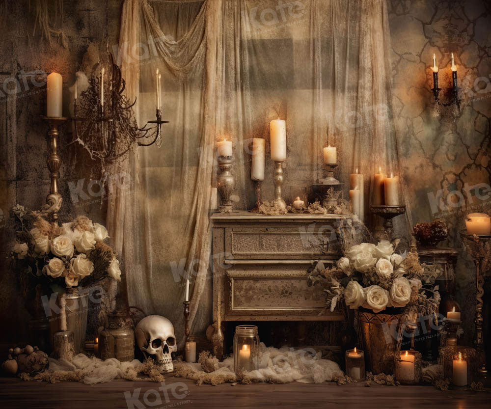 Kate Halloween Bougies Rideau Fleurs Toile de fond conçu par Emetselch - Kate Backdrop FR