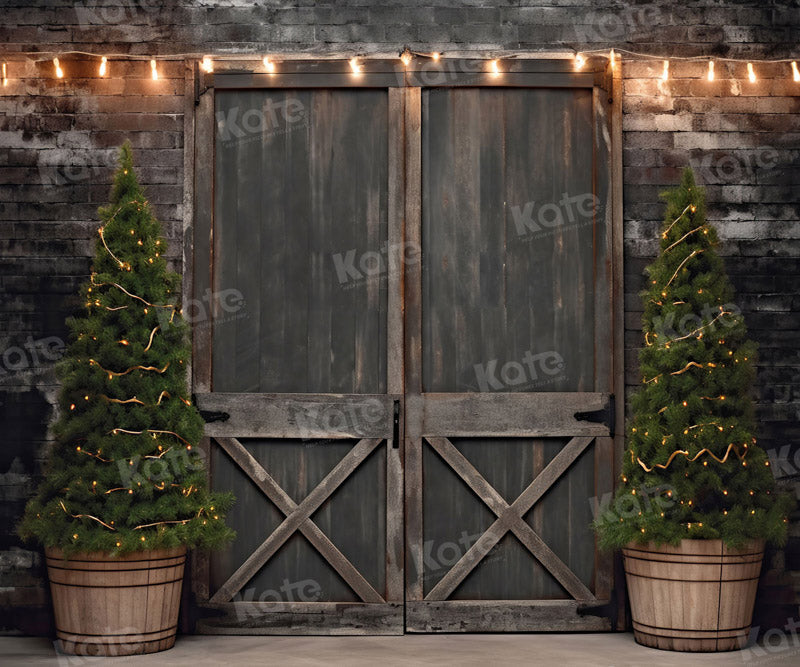 Kate Mur de briques Porte Noël Noir Toile de fond pour la photographie - Kate Backdrop FR