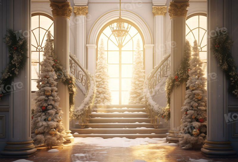 Kate Escaliers Chaud Noël Intérieur Toile de fond pour la photographie - Kate Backdrop FR
