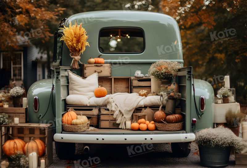 Kate Automne Citrouille Voiture Toile de fond pour la photographie - Kate Backdrop FR
