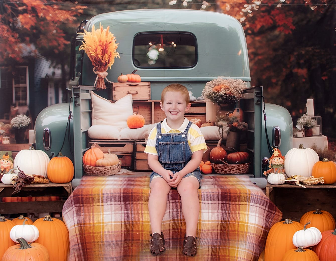 Kate Automne Citrouille Voiture Toile de fond pour la photographie - Kate Backdrop FR