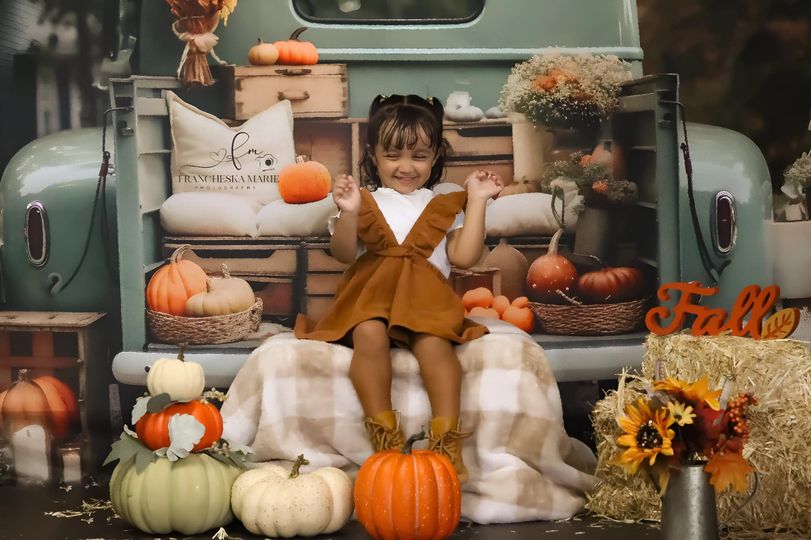 Kate Automne Citrouille Voiture Toile de fond pour la photographie - Kate Backdrop FR