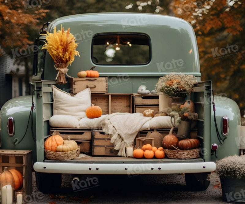 Kate Automne Citrouille Voiture Toile de fond pour la photographie - Kate Backdrop FR
